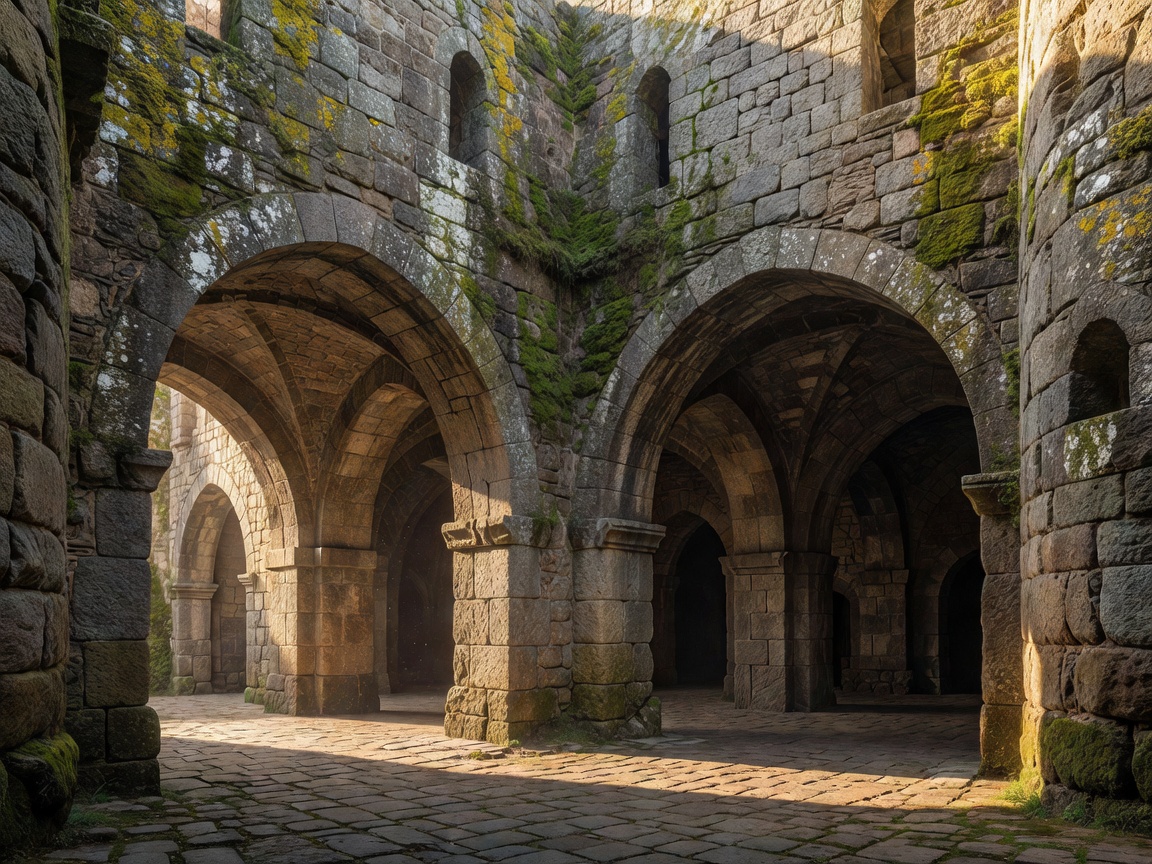 Medieval stone architecture and archways
